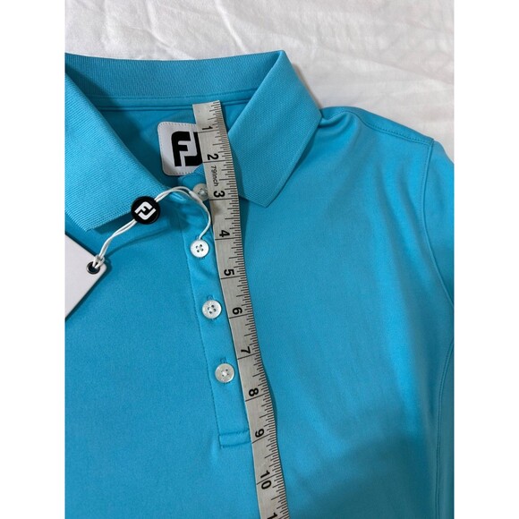NWT FJ Footjoy Polo Shirt Women's Large Aqua Blue Golf Club Performance Top c - Picture 4 of 11